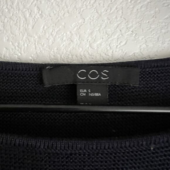 Women's COS Long Sleeve Pockets Navy Blue Sweater Size Small Cotton - Picture 3 of 8